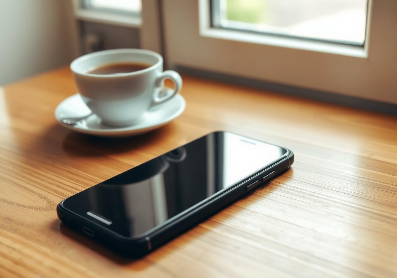 A silenced phone on a quiet table