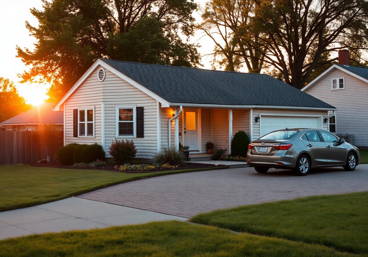 A modest Michigan home at golden hour